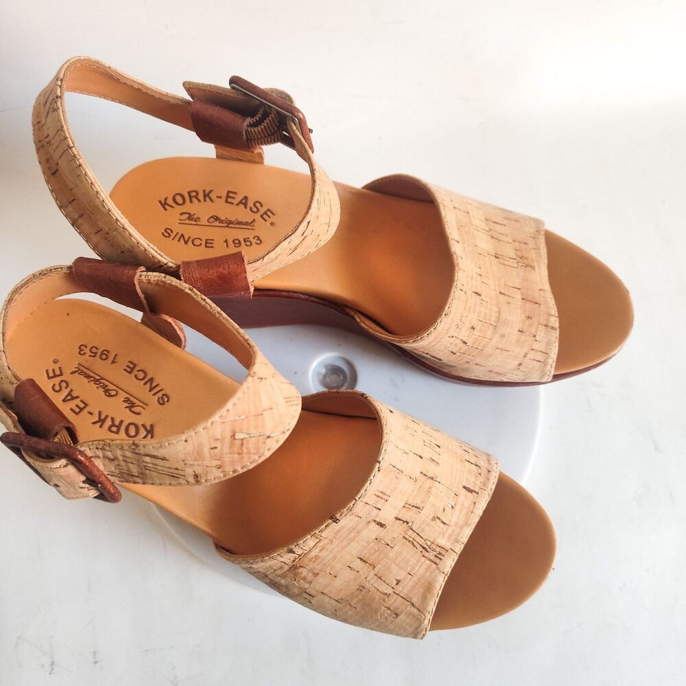 Kork-Ease Cork Wedge Sandals in Natural Tan and Brown - Picture 8 of 12